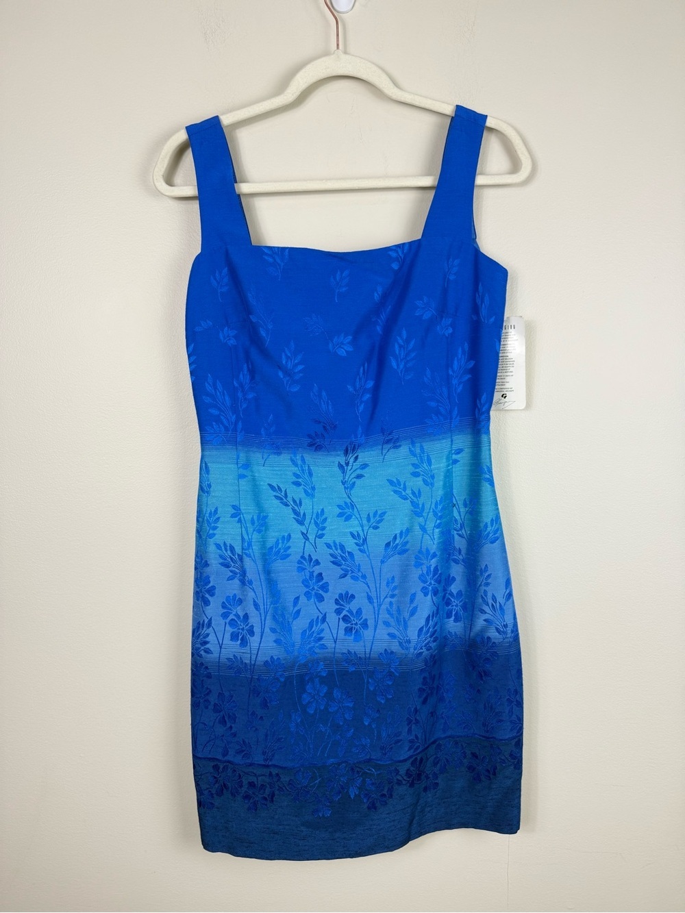 Georgiou Studio Vintage Sheath Dress Womens 4 Blue Ombre Floral Summer NWT Lined